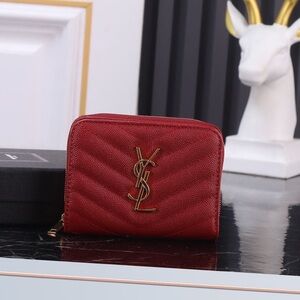 Saint Laurent Red Leather Wallet
